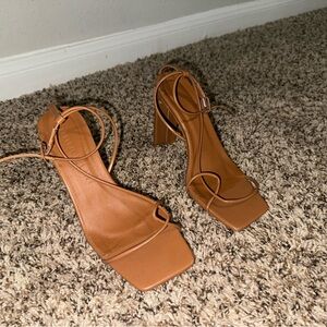 Brown slim block heels
